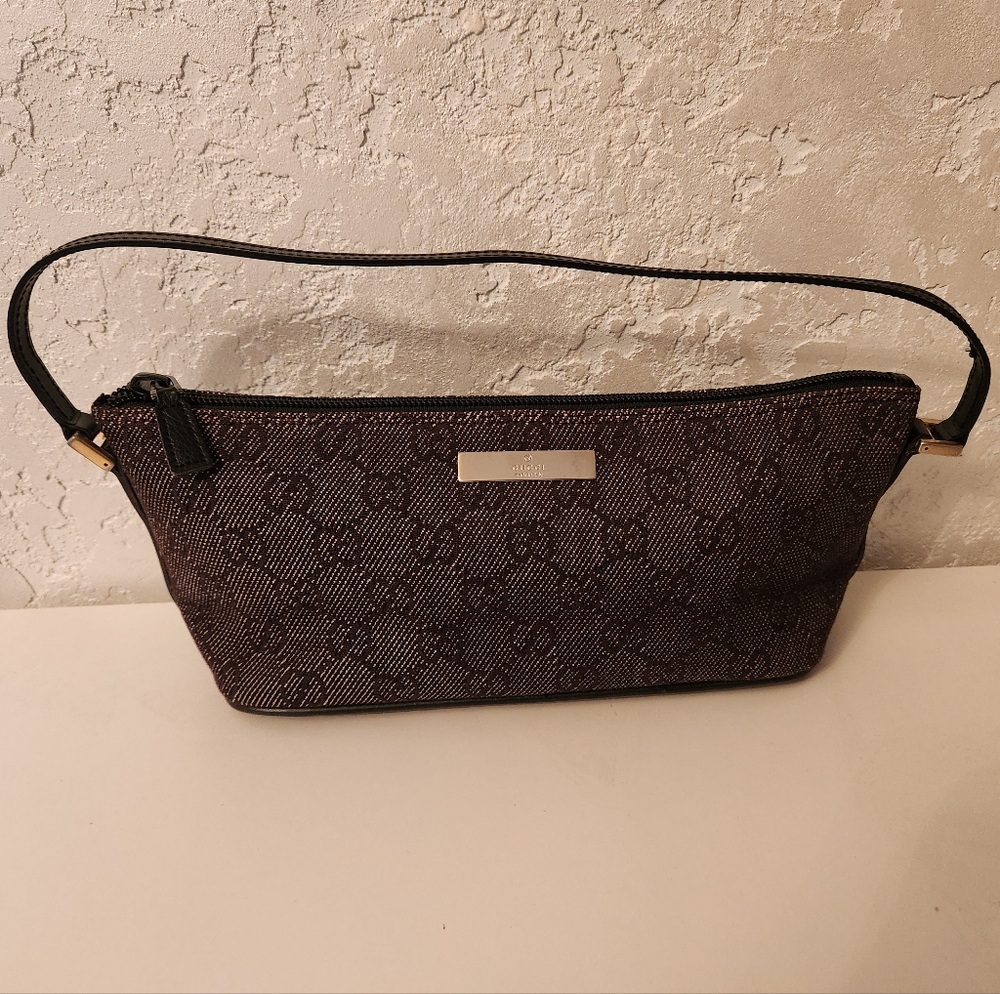 Gucci Brown Monogram Denim Clutch